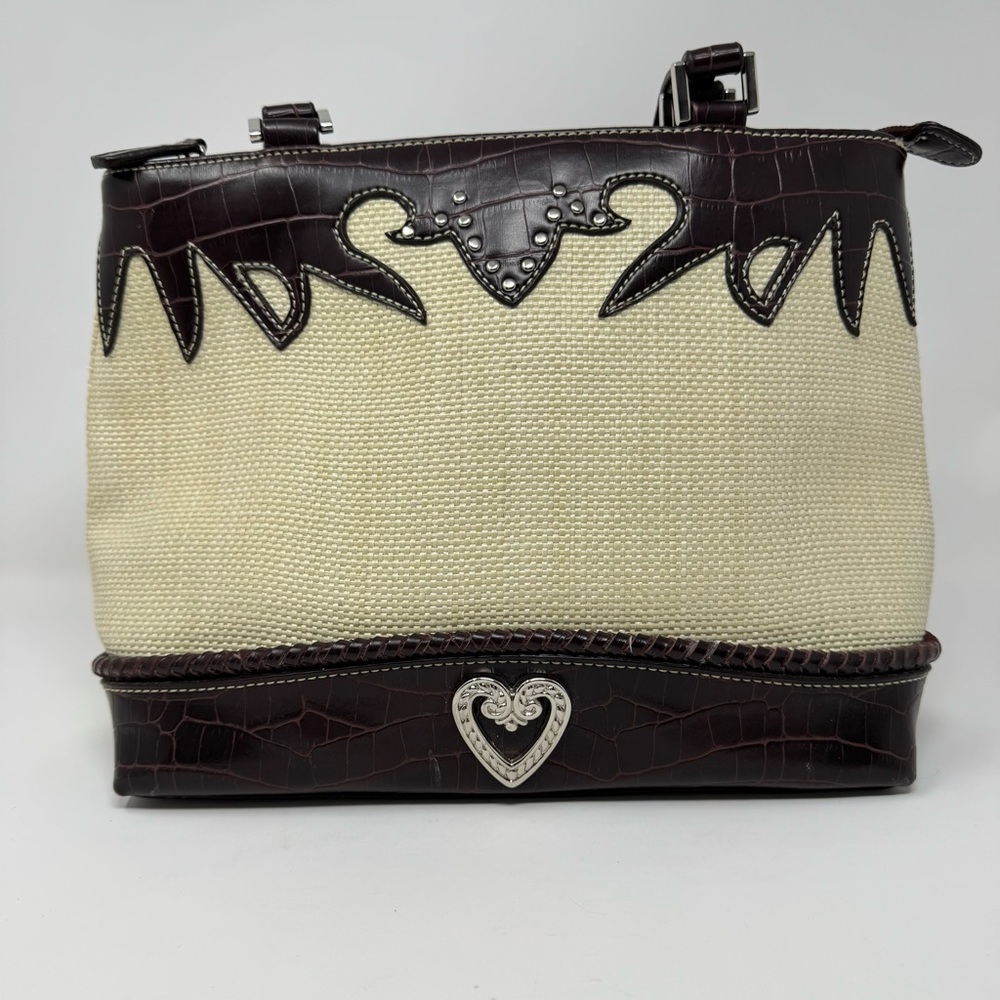 Vintage 90's Women's Rustic Heart Concho Faux Gator Skin Handbag Purse